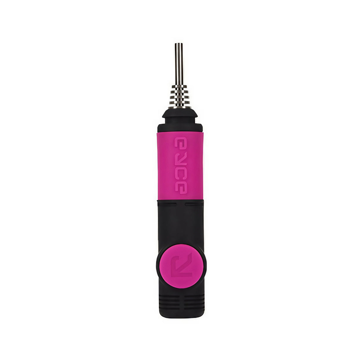 Eyce Nectar Collector in black and pink, portable silicone dab straw with titanium tip, front view