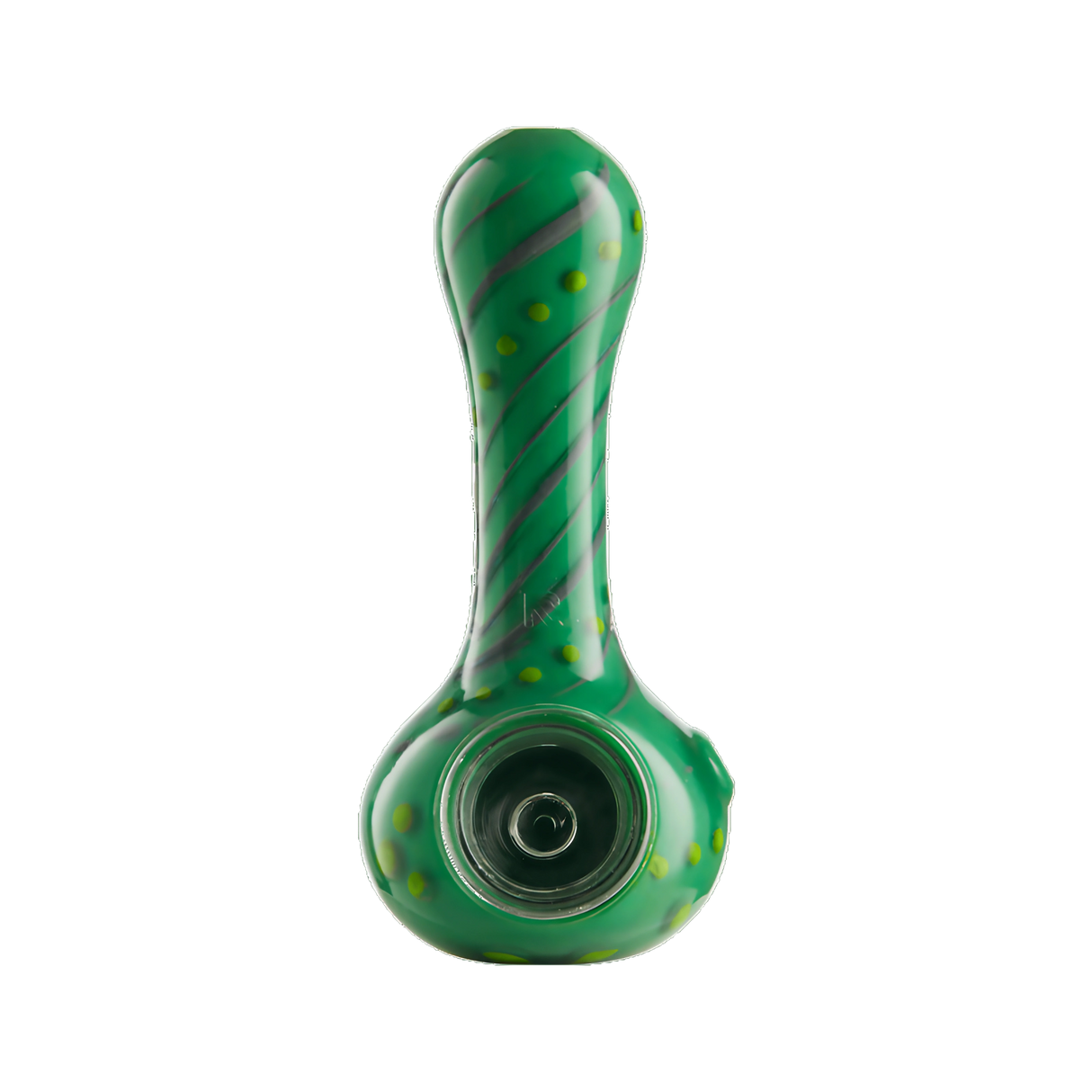 Eyce ORAFLEX Floral Spoon in Grngrygrn variant, durable silicone hand pipe with unique design, front view