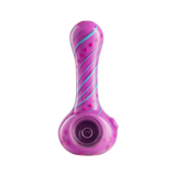 Eyce ORAFLEX Floral Spoon Pipe in Silicone with Vibrant Pink and Teal Swirls, Front View