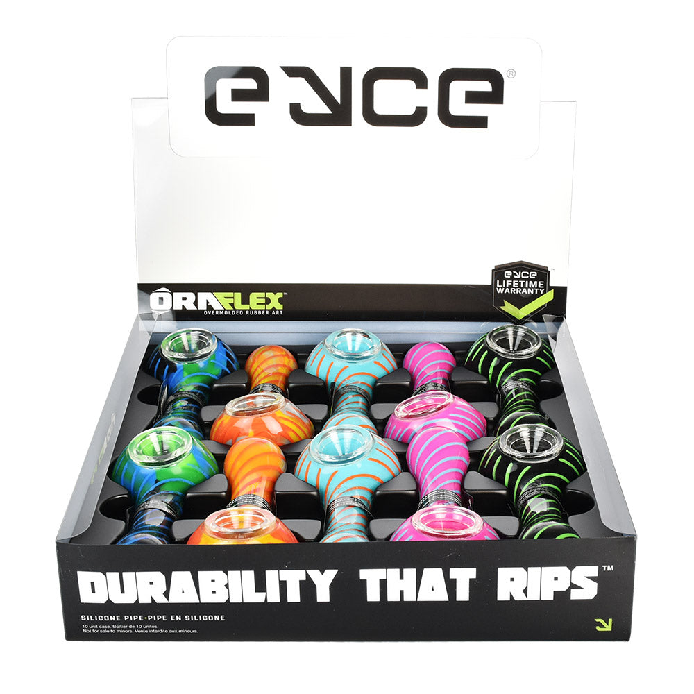EYCE Oraflex Spoon Pipes 10-Pack Display Box, Assorted Silicone Colors, 4" Durable Hand Pipes