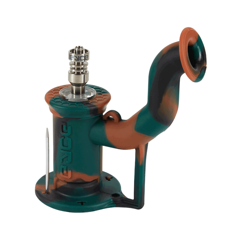 Eyce Rig II in Camo - Silicone Dab Rig with Titanium Nail, 90 Degree Joint, Portable Design
