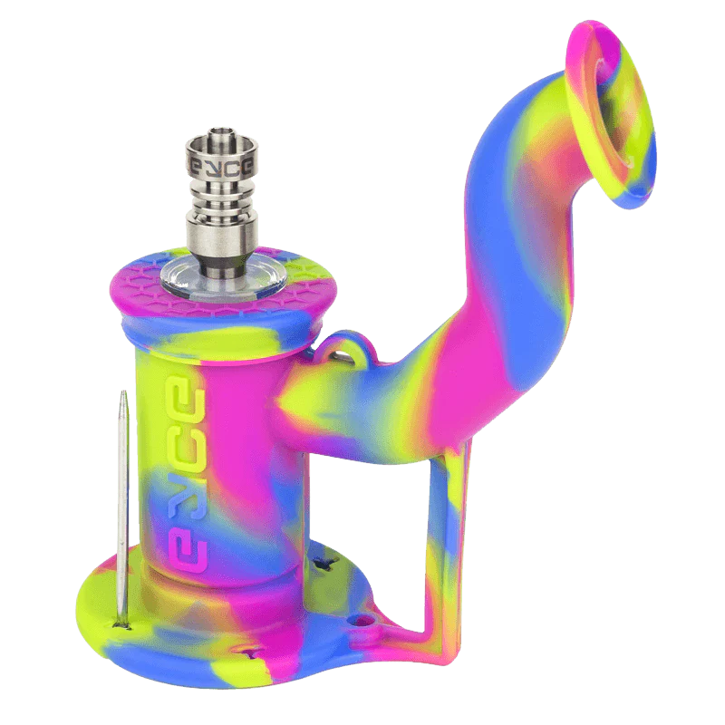 Eyce Rig II Silicone Dab Rig with Titanium Nail - 90 Degree Joint - Multicolor
