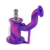 Eyce Rig II in Flower Purple, 90 Degree Joint, 10mm Titanium Nail, Side View, Portable Silicone Dab Rig