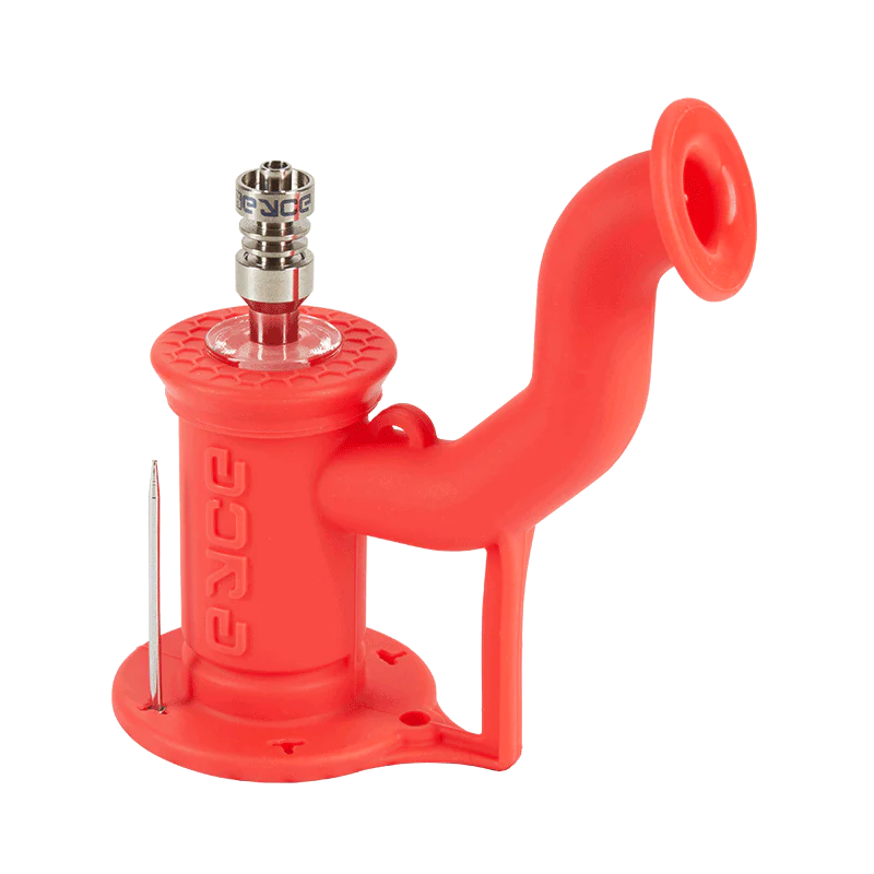 Eyce Rig II in Helired - Portable Silicone Dab Rig with Titanium Nail - 90 Degree Joint