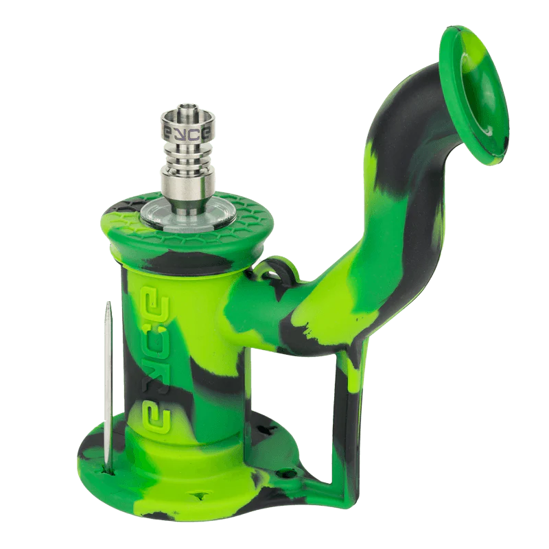 Eyce Rig II Jungle Variant - Durable Silicone Dab Rig with Titanium Nail - Side View