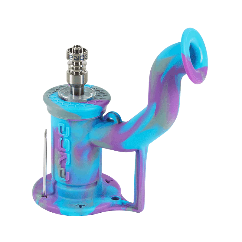 Eyce Rig II in Mermaid Purple, 90 Degree Titanium Nail, Portable Silicone Dab Rig, Side View