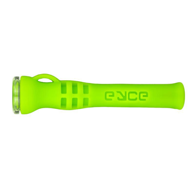 Eyce Shorty Taster in Slime Green, Silicone One-Hitter Pipe, Top View on White Background