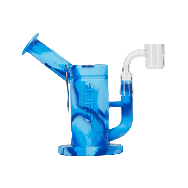 Eyce Sidecar Dab Rig in Blumarble with Honeycomb Percolator and Quartz Banger, 90 Degree Joint