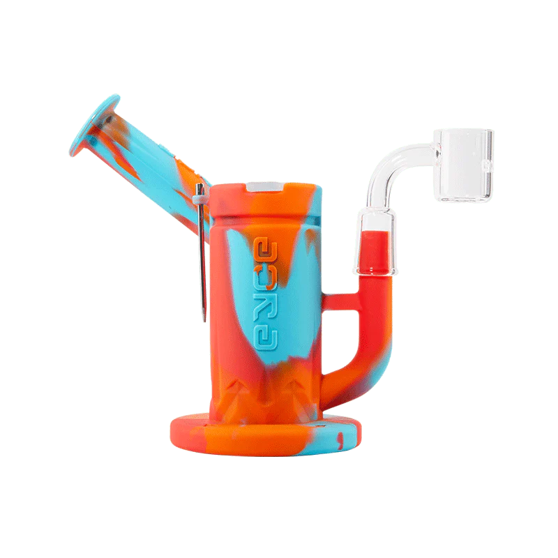 Eyce Sidecar Dab Rig in Fuego with Honeycomb Percolator, Silicone Body, and Quartz Banger