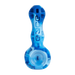 Eyce Spoon hand pipe in Blue Marble, silicone with borosilicate glass bowl, top view