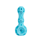 Eyce Spoon hand pipe in teal, made with silicone and borosilicate glass, portable design, front view