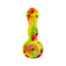 Eyce Spoon hand pipe in Rasta colors, made with durable silicone and borosilicate glass, front view