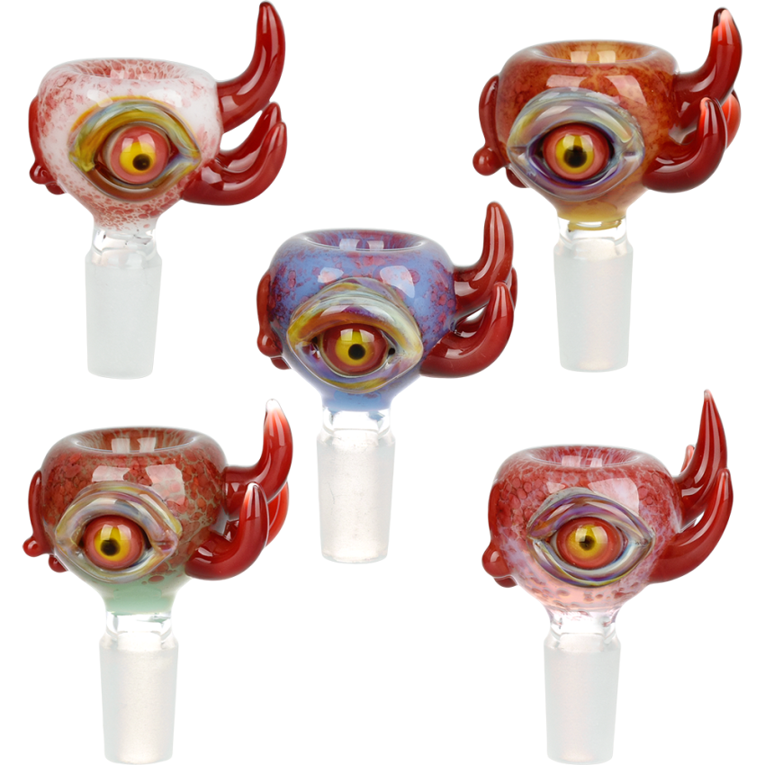 Eyeball Glass Herb Slide | 14mm M | Assorted Colors | 5ct Bundle