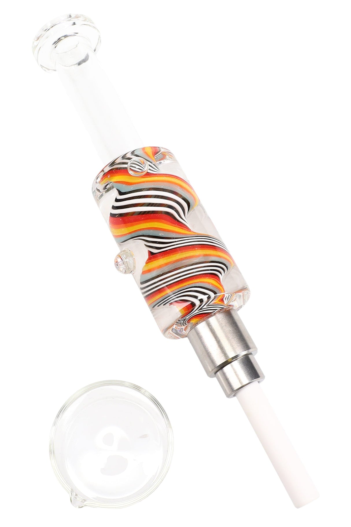 Fluid-Filled Glass Dab Straw Kit “Reverse Swirl” – Assorted Colors