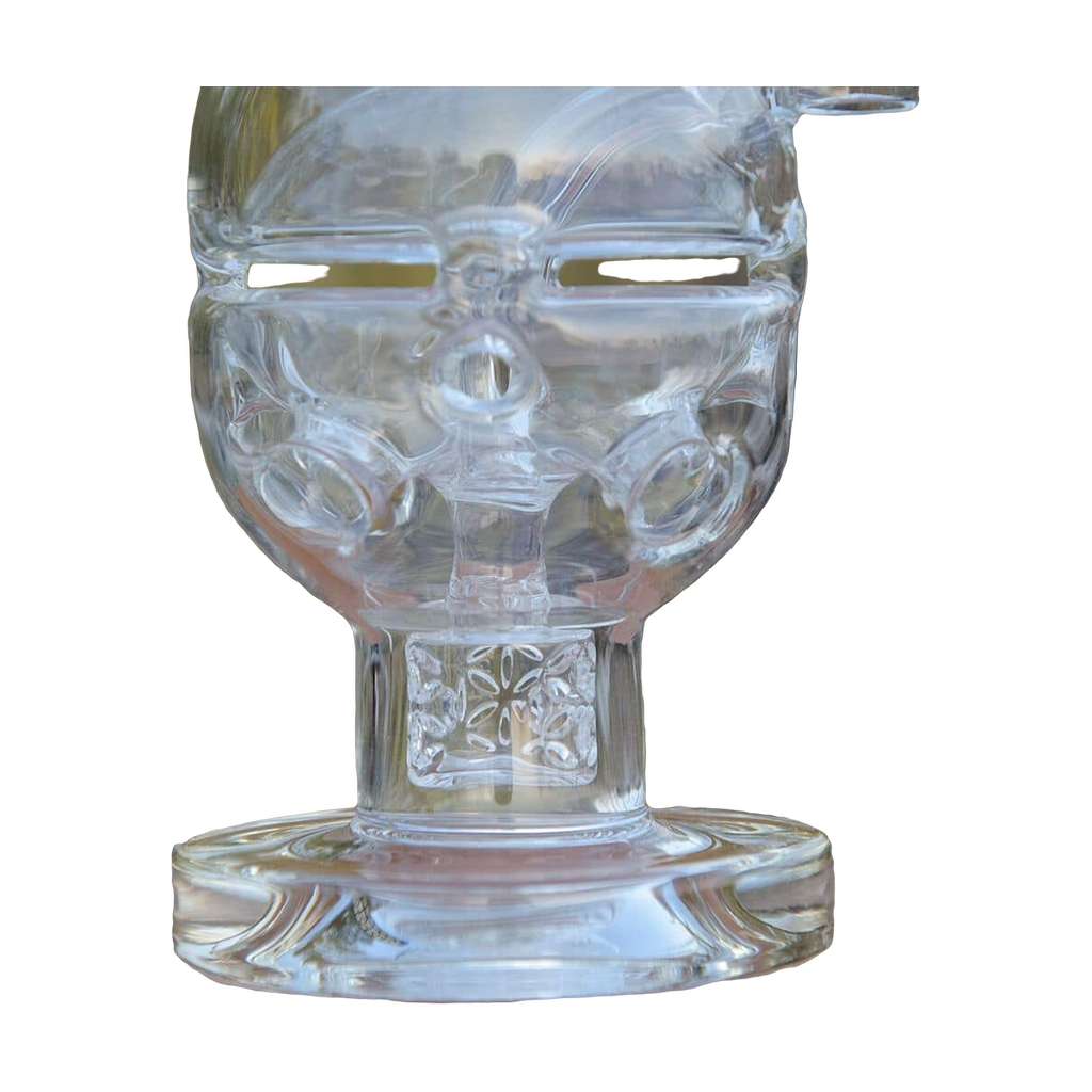 Calibear FAB EGG Dab Rig with Seed of Life Perc, Clear Variant, Close-Up Side View