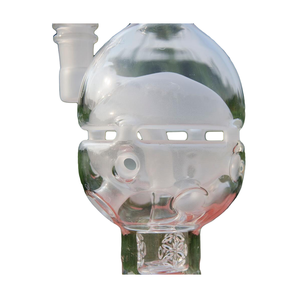 Calibear FAB EGG Dab Rig 8" with Seed of Life Perc, Clear Variant, Outdoor Backdrop