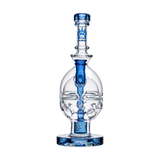Calibear Fab Egg Dab Rig in Clear and Blue with Intricate Glasswork, Front View