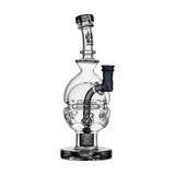 Calibear Fab Egg Dab Rig - Clear Glass with Frosted Accents and Black Base - Front View