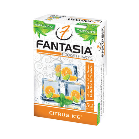Fantasia Herbal Shisha Citrus Ice Flavor 50g Box Front View - Tobacco-Free Hookah Accessory