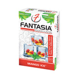 Fantasia Herbal Shisha Mango Ice flavor 50g box, front view, tobacco-free hookah accessory
