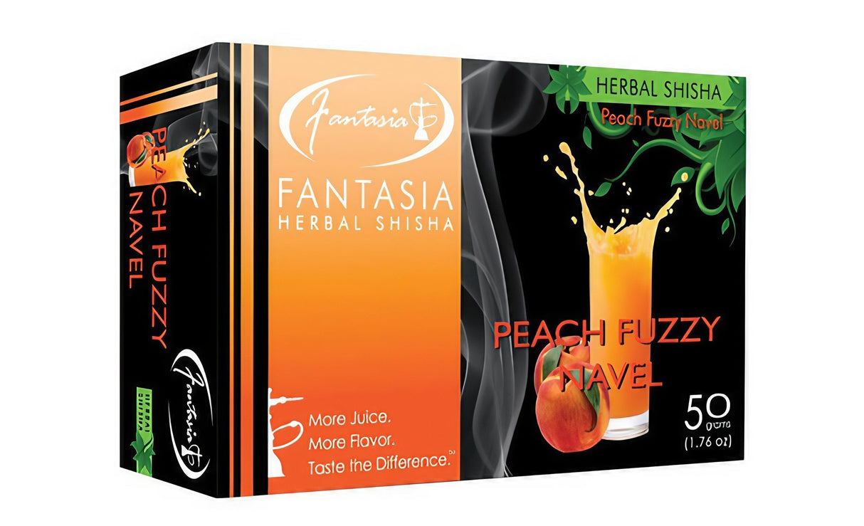 Fantasia Herbal Shisha Peach Fuzzy Navel 50g 10pk Display Box Front View