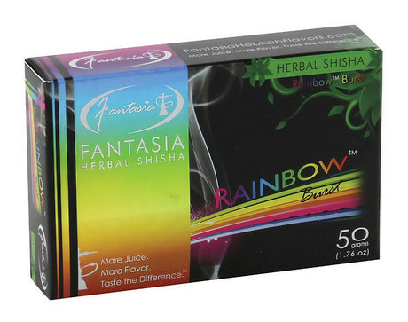 Fantasia Herbal Shisha Rainbow Burst 50g 10pk Display Box Front View