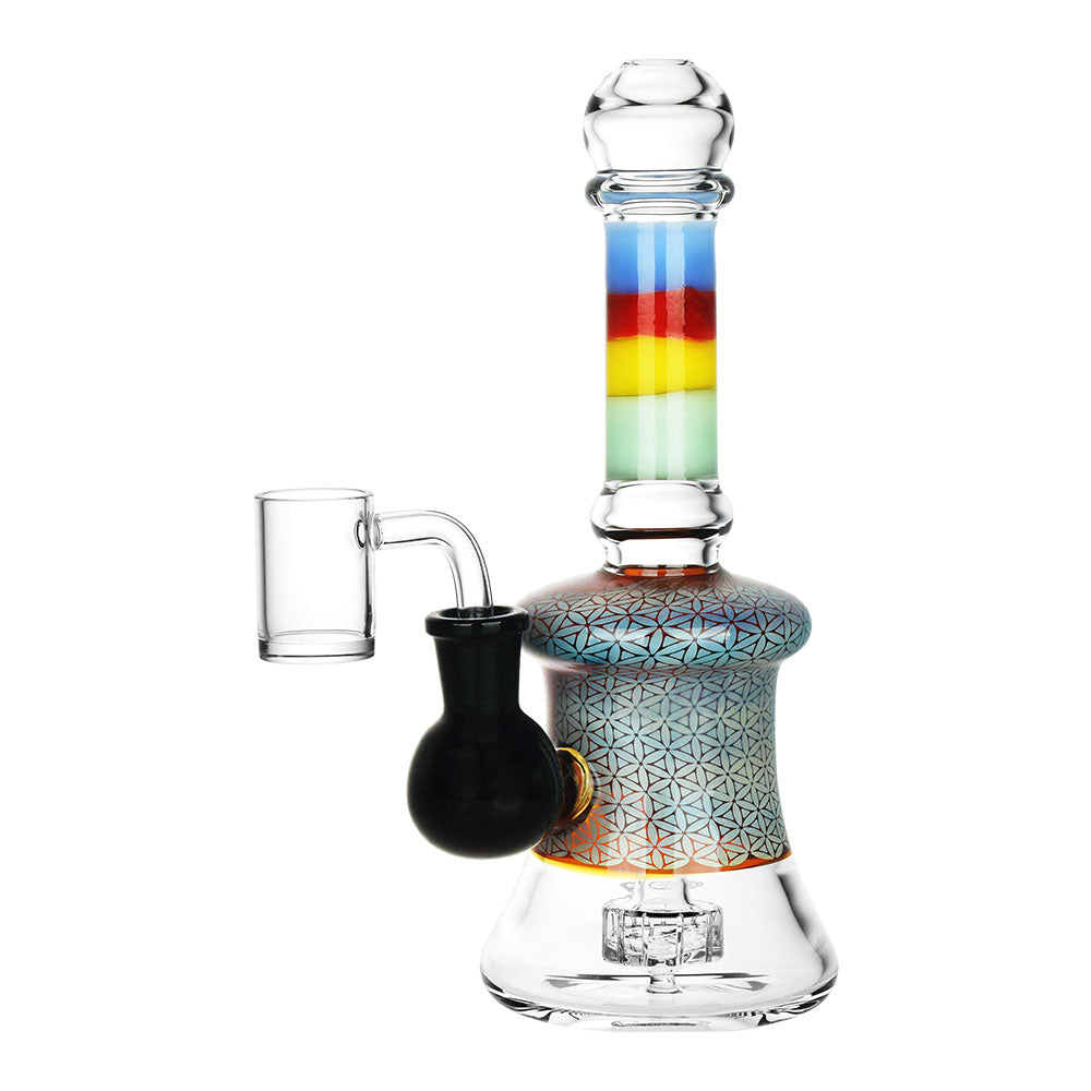 Far-Out Flower of Life Dab Rig with Borosilicate Glass, Front View, 8.5" Tall, 14mm Female Joint