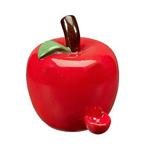 Fashioncraft Ceramic Handpipe in Apple Design with Glossy Red Finish - Front View