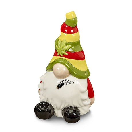 Fashioncraft Ceramic Gnome Handpipe - Front View with Colorful Design
