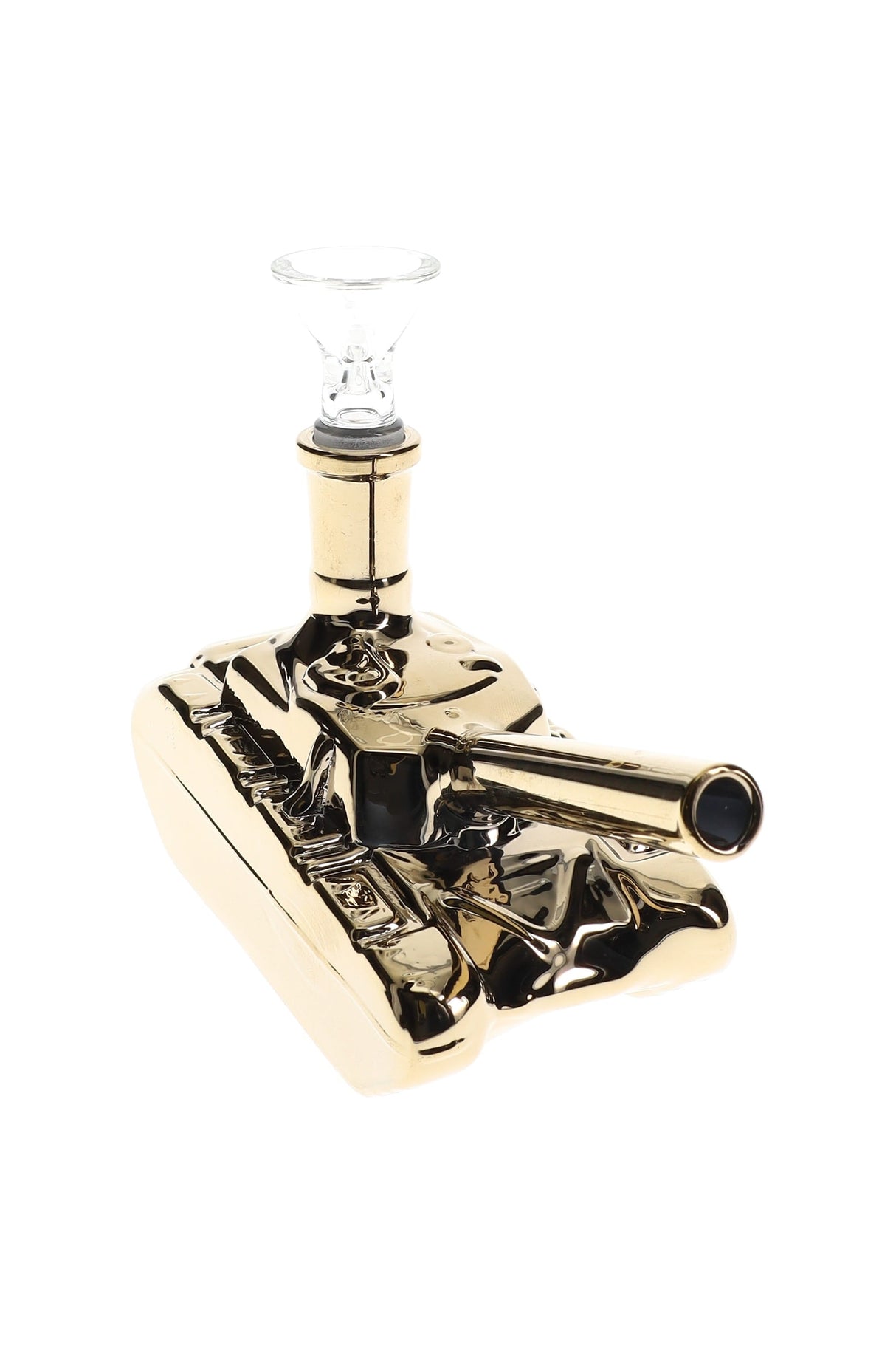 Mini Metallic Glass Tank Bong “Battle Buddy” – 6″ – Glass-on-Glass