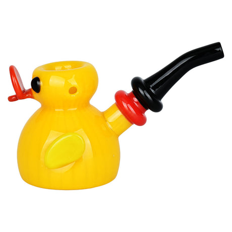 Feathered Friend Ducky Hand Pipe, 4.75" Borosilicate Glass, Side View on White Background