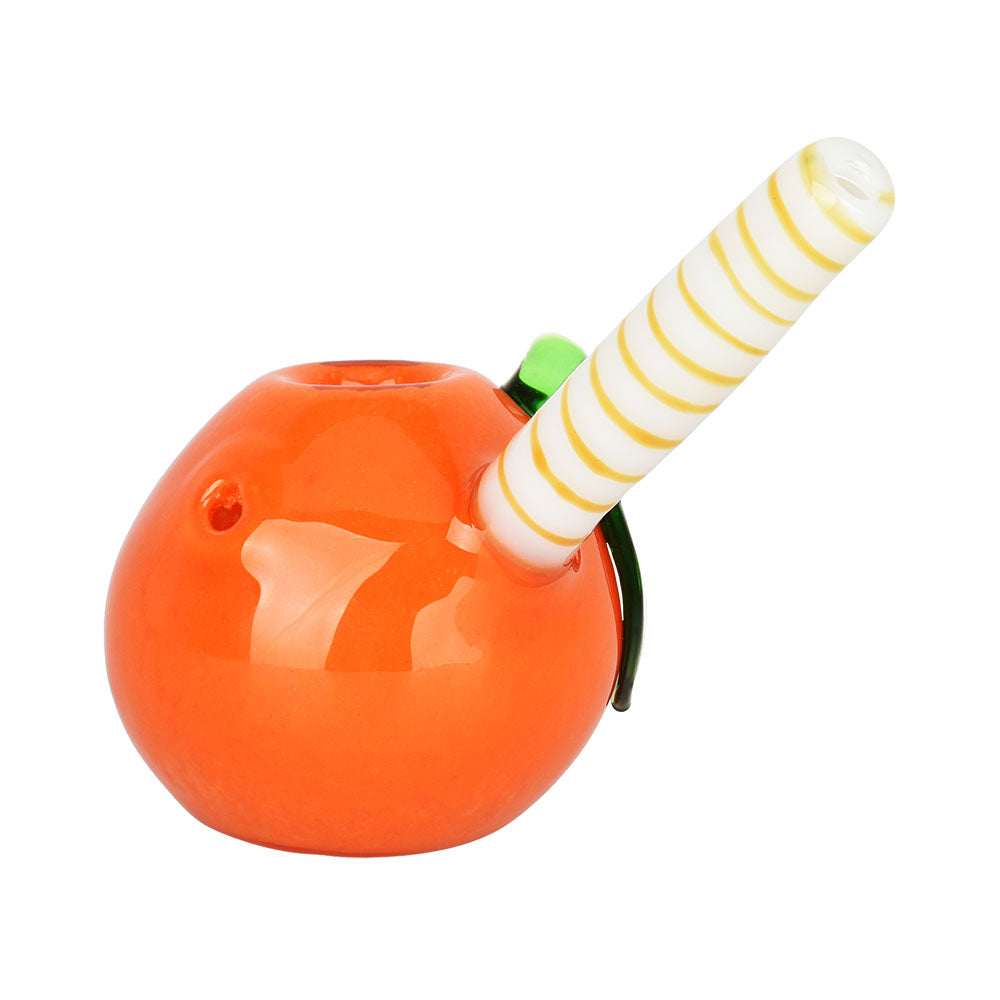 Feeling Peachy Glass Bubbler - 4.5" Borosilicate Glass with Striped Mouthpiece