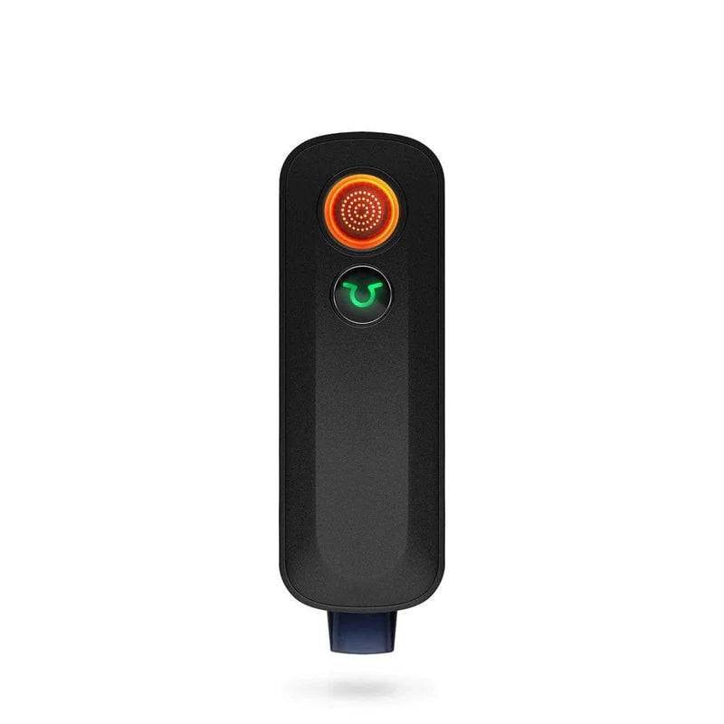 Firefly 2+ Plus Vaporizer in Jet Black, front view with illuminated heat indicator