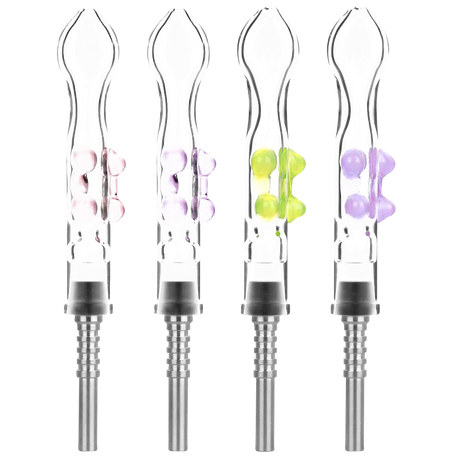 Borosilicate Glass Dab Collectors with Titanium Tips, 6" Length, Color Variants