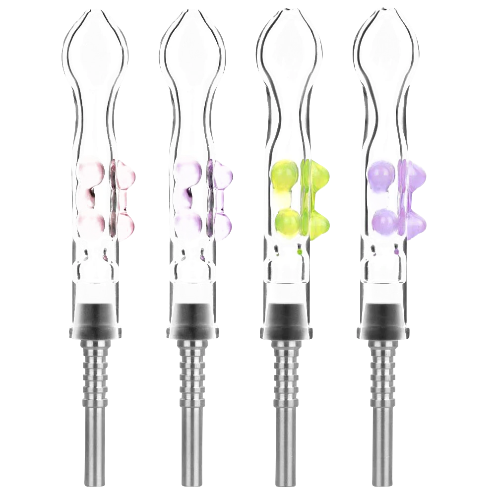 Borosilicate Glass Dab Collectors with Titanium Tips, 6" Length, Color Variants