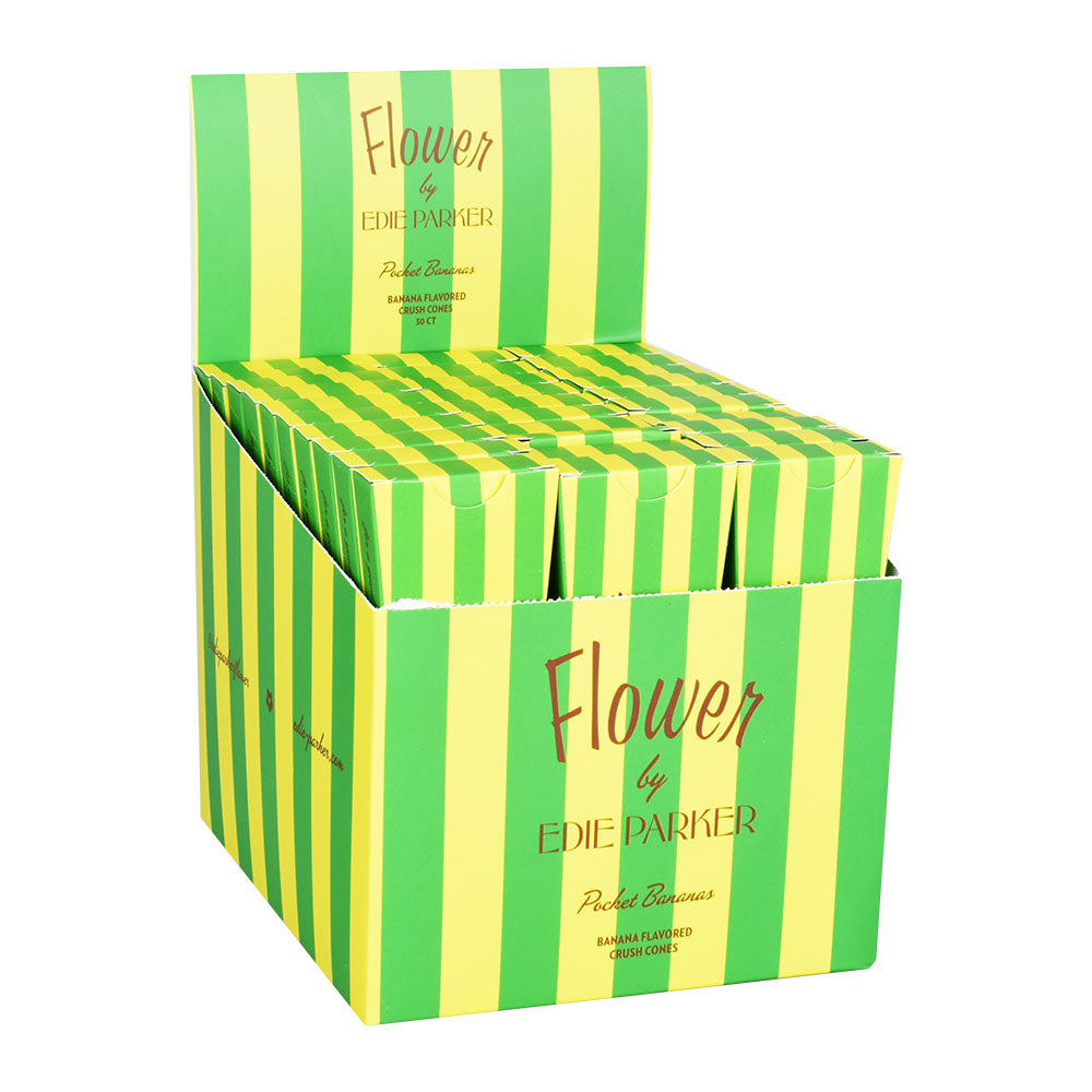 Flower by Edie Parker Crush Cones 3-pack display box with vibrant green stripes