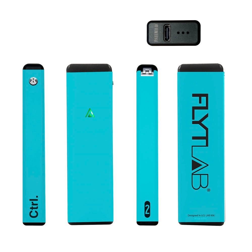 Flytlab CTRL 2 Cartridge Vapor System in Blue, 400mAh battery, various angles displayed