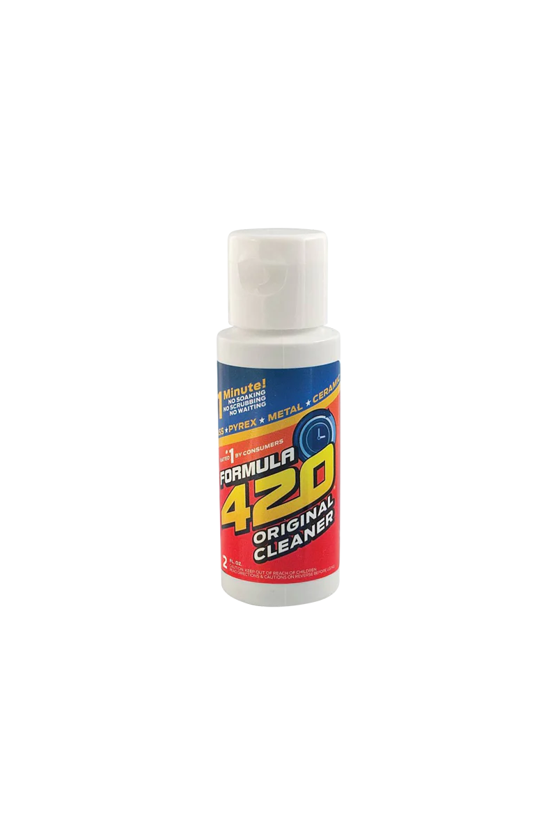 Formula 420 Original Cleaner 2oz bottle, front view, easy bong cleaning solution, 12 pack