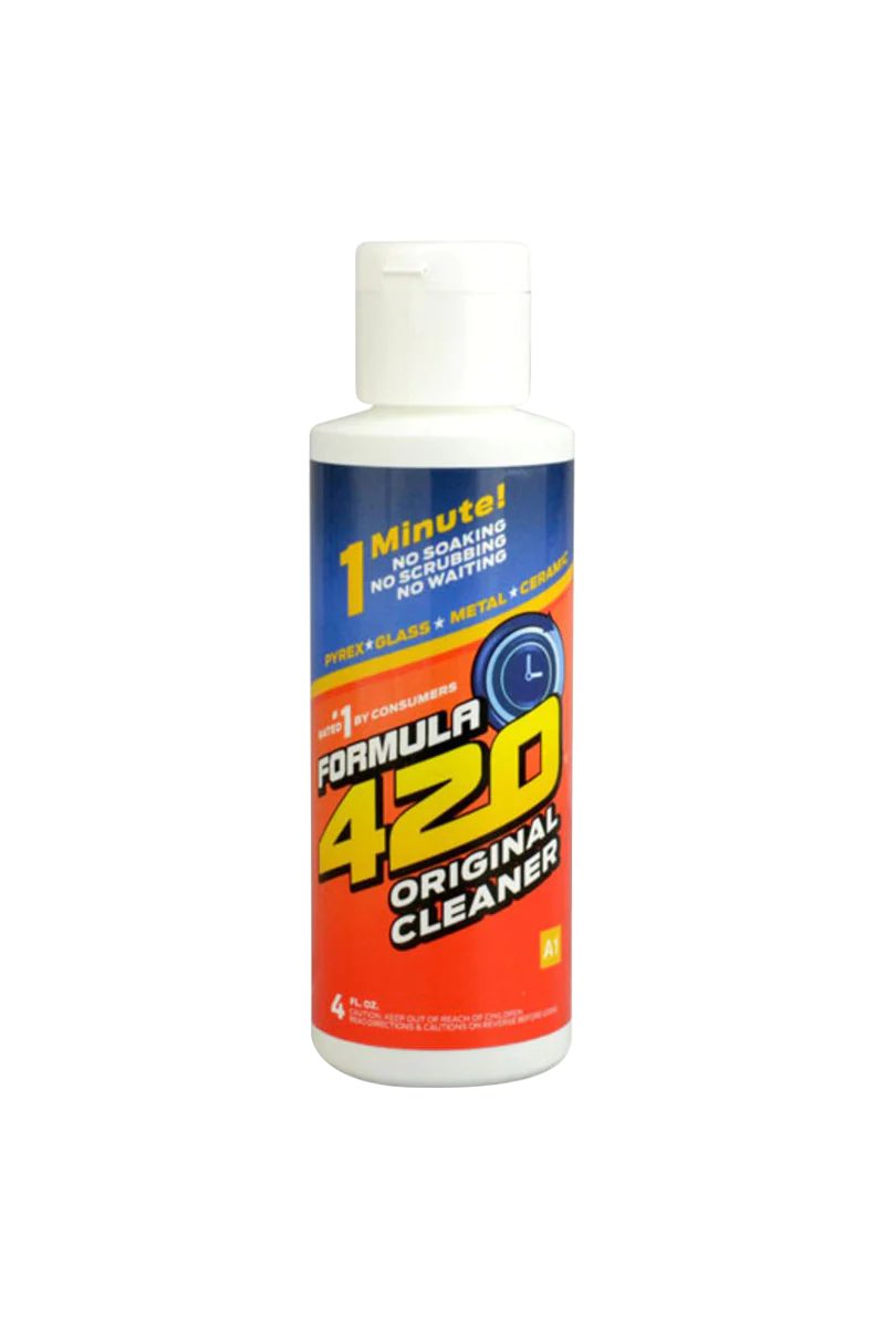 Formula 420 Original Glass Cleaner 4oz bottle front view on white background, easy bong cleaning solution