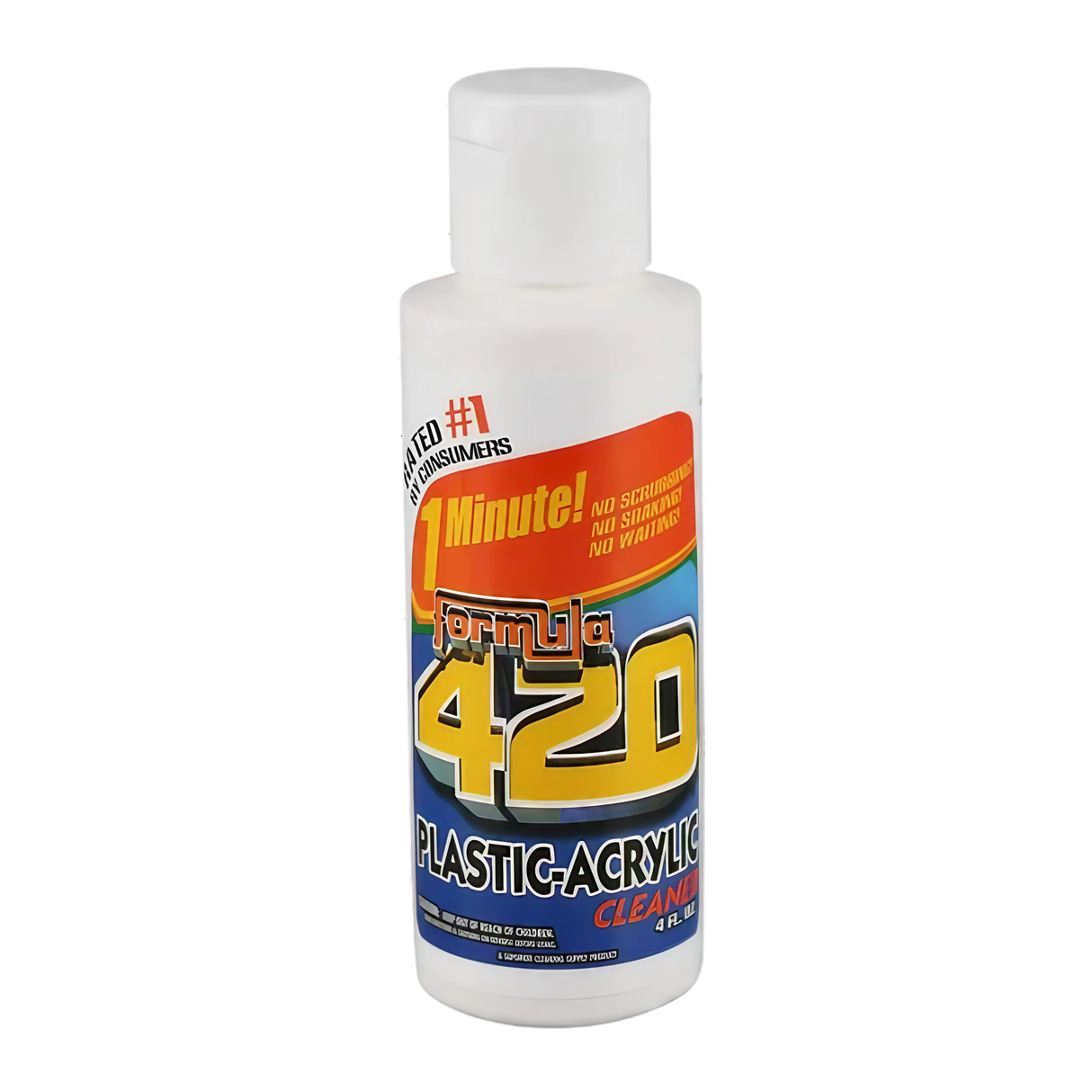 Formula 420 Plastic & Acrylic Cleaner 4oz bottle for bong maintenance - front view