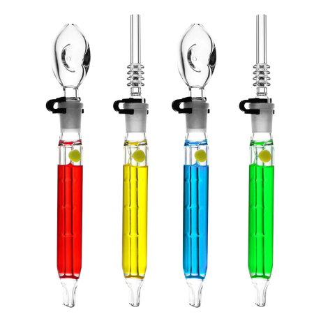 Colorful freezable glycerin dab straws and spoon pipes set on white background