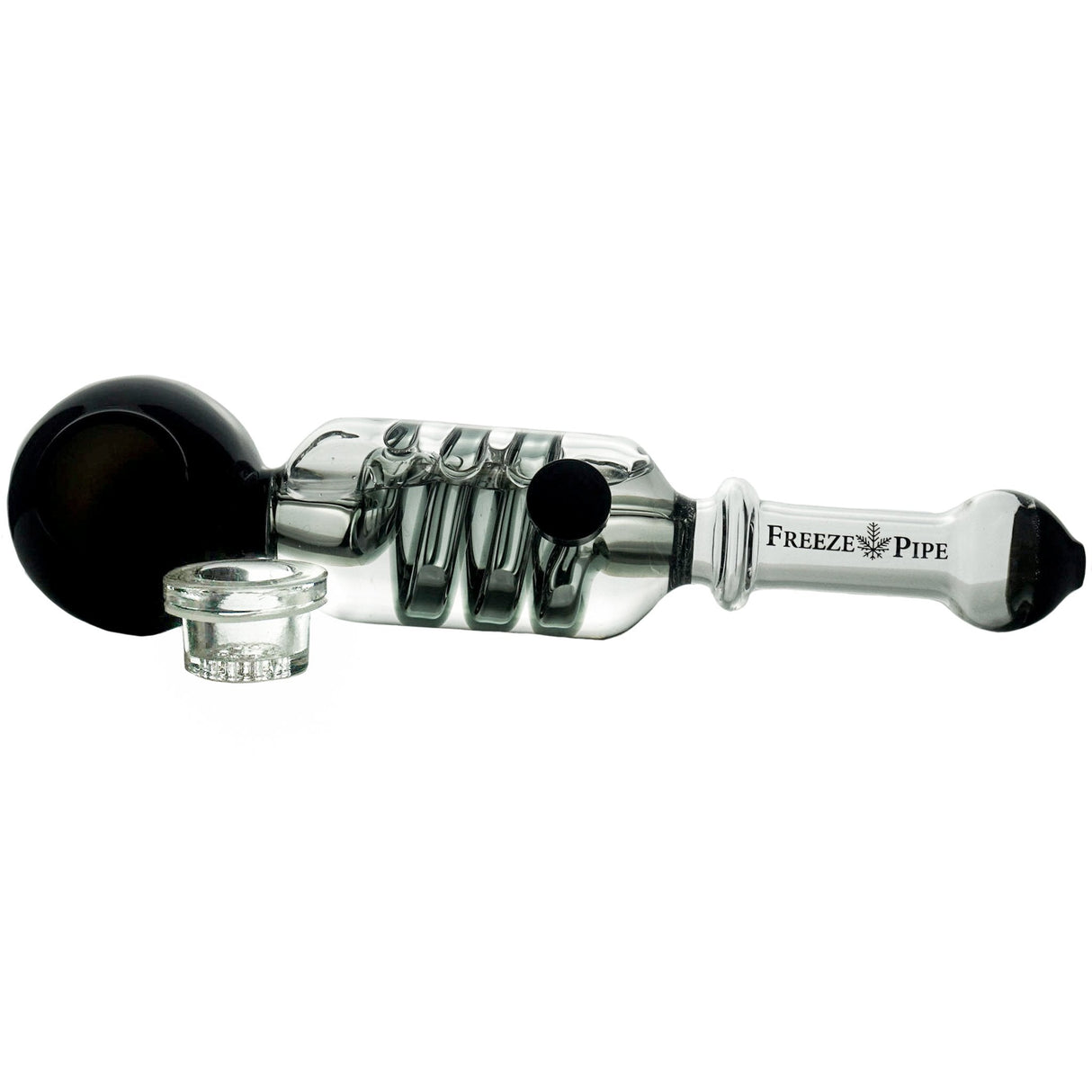 Freeze Pipe hand pipe with glycerin chamber for cool smoke, front view on white background