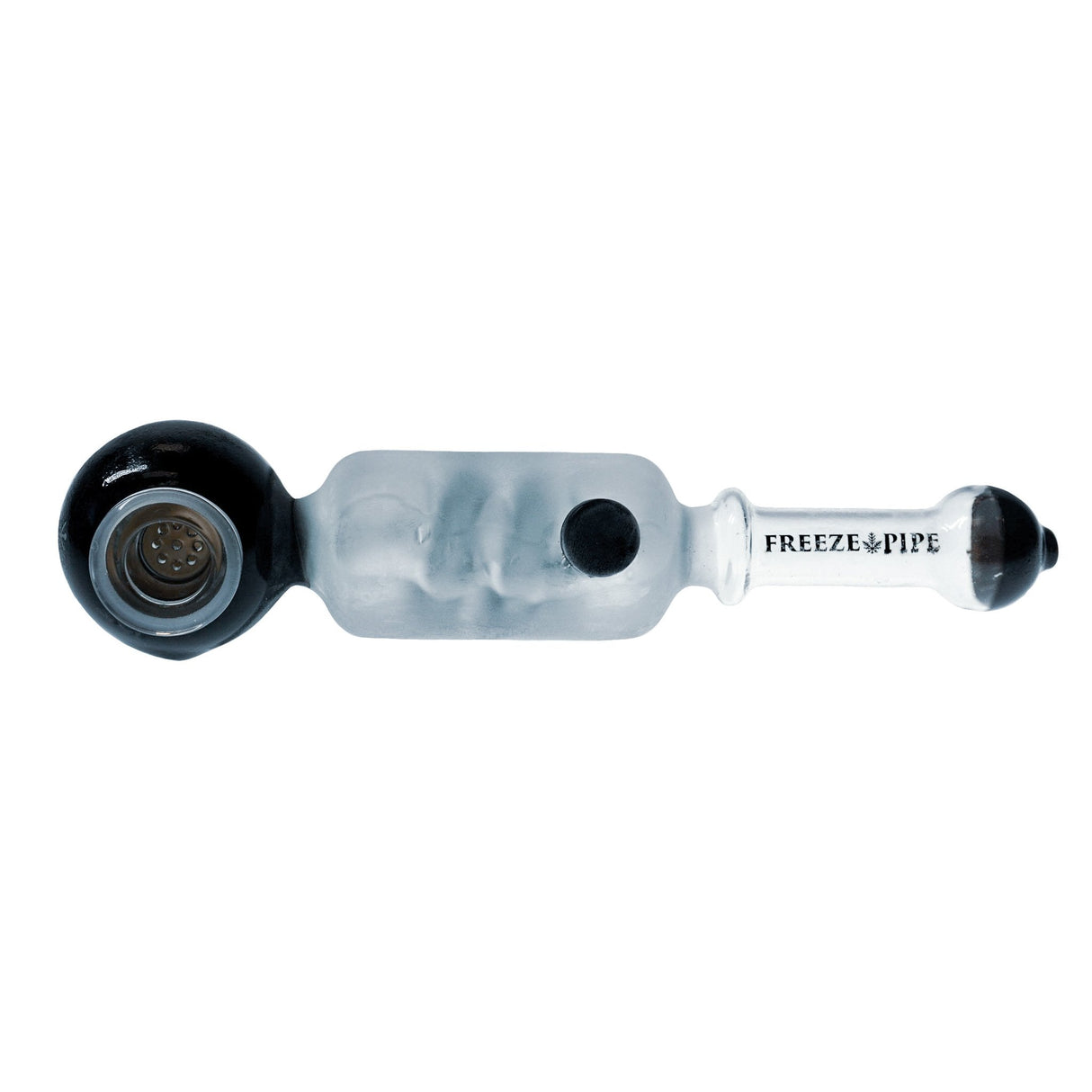 Freeze Pipe hand pipe with glycerin chamber for cool smoke, top view on white background