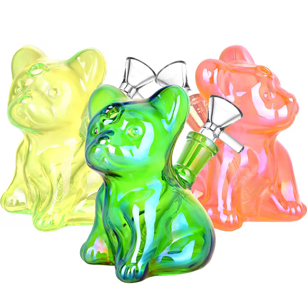 French Bulldog Glass Water Pipe | 4.25" | 14mm F | Colors Vary