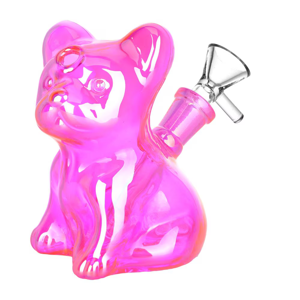 French Bulldog Glass Water Pipe | 4.25" | 14mm F | Colors Vary