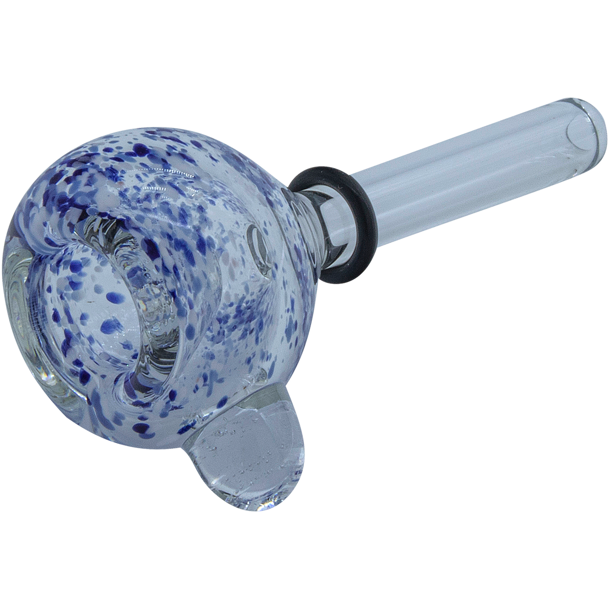 LA Pipes Frit Bubble Bowl in Blue Hues, Side View, 10mm Grommet Joint for Bongs