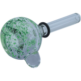 LA Pipes Frit Bubble Bowl Pull-Stem Slide in Green Hues, 10mm Grommet Joint - Side View