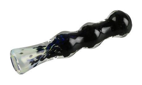 3.5" Fritted Fumed Taster Glass Chillum with Heavy Wall Design for Dry Herbs, Angled Side View