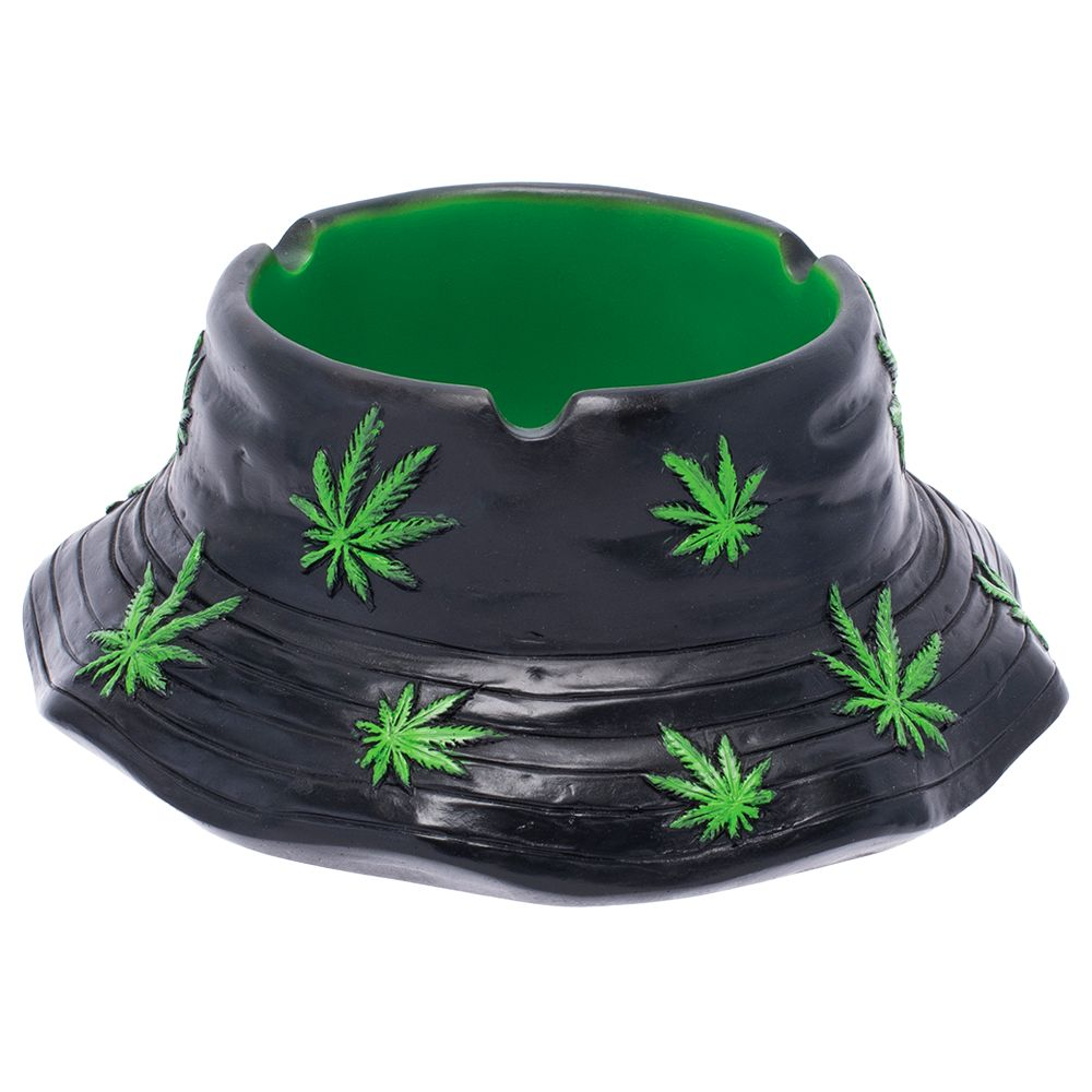 Fujima Black & Green Leaf Bucket Hat Ashtray | 5.75"
