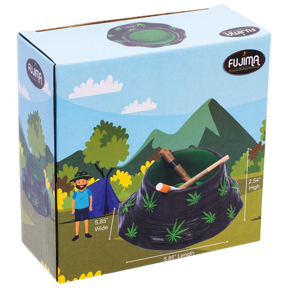 Fujima Black & Green Leaf Bucket Hat Ashtray | 5.75"